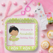 かわいいアフリカンバレリーナ誕生日 ペーパープレート (パーティー)
