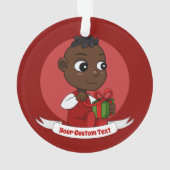 かわいいアフリカ系アメリカ人のクリスマス赤ちゃんのキャラクター オーナメント (裏面)