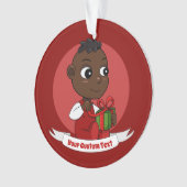 かわいいアフリカ系アメリカ人のクリスマス赤ちゃんのキャラクター オーナメント (正面)