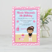 かわいいアフリカ系アメリカ人のバレリーナの子供の誕生日 招待状 (スタンド正面)