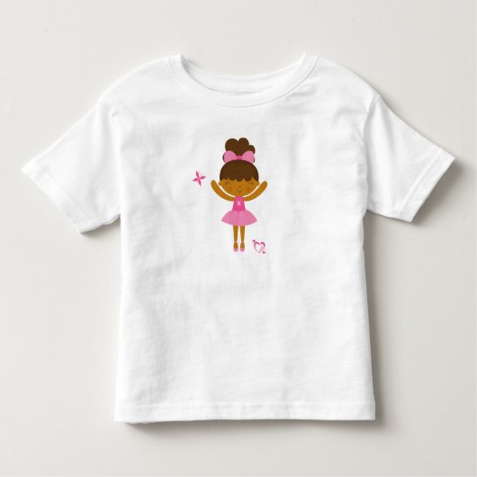 かわいいアフリカ系アメリカ人のバレリーナの子供のTシャツ トドラーTシャツ (正面)