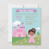 かわいいアフリカ系アメリカ人のプリンセスの誕生会 招待状 (正面)