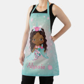 かわいいアフリカ系アメリカ人のユニコーン人魚のエプロン エプロン (インサイチュ)