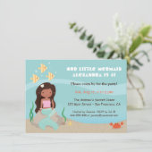 かわいいアフリカ系アメリカ人の人魚の女の子の誕生会 招待状 (スタンド正面)