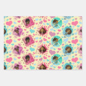 かわいいアフリカ系アメリカ人の女の子 – ハート柄 ラッピングペーパーシート (正面3)