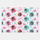 かわいいアフリカ系アメリカ人の女の子 – ハート柄 ラッピングペーパーシート (正面)