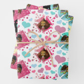 かわいいアフリカ系アメリカ人の女の子 – ハート柄 ラッピングペーパーシート (インサイチュ)