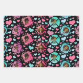 かわいいアフリカ系アメリカ人の女の子 – ハート柄 ラッピングペーパーシート (正面3)