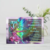 かわいいアフリカ系アメリカ人の妖精の誕生日パーティー 招待状 (スタンド正面)