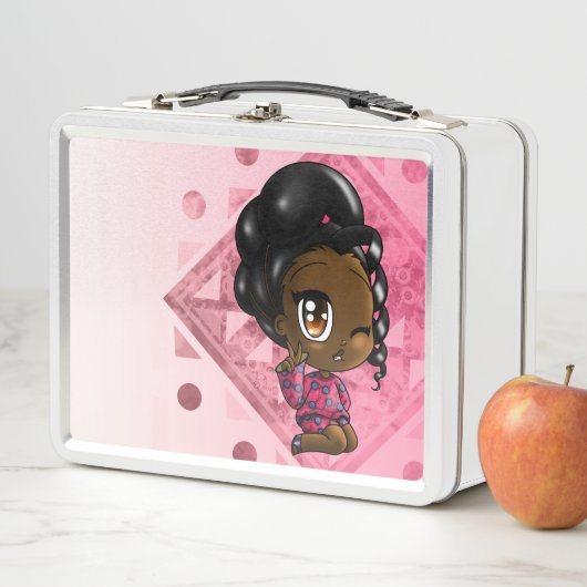 かわいいアフリカ系アメリカ人の少女 メタルランチボックス (インサイチュ)