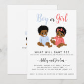 かわいいアフリカ系アメリカ人の性別発表招待状 招待状 (正面/裏面)