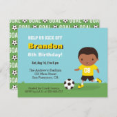 かわいいアフリカ系アメリカ人の男の子のサッカーの誕生会 招待状 (正面/裏面)