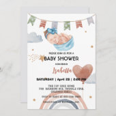 かわいいアフリカ系アメリカ人の男の子のベビーシャワー 招待状 (正面/裏面)