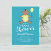 かわいいアフリカ系アメリカ人の男の子のベビーシャワー 招待状 (スタンド正面)