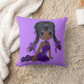 かわいいアフリカ系アメリカ人の紫色の女の子の枕 クッション (ブランケット)