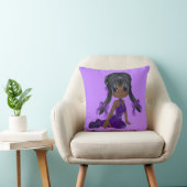 かわいいアフリカ系アメリカ人の紫色の女の子の枕 クッション (椅子)