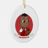 かわいいアフリカ系アメリカ人クリスマスベビー漫画 セラミックオーナメント (右)