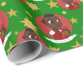 かわいいアフリカ系アメリカ人クリスマスベビー漫画 ラッピングペーパー (ロールコーナー)