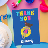 かわいいアフリカ系アメリカ人スイムガールプパーソナライズされたール サンキューカード