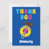 かわいいアフリカ系アメリカ人スイムガールプパーソナライズされたール サンキューカード (正面)