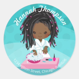 かわいいアフリカ系アメリカ人スパ女子封筒用シール ラウンドシール