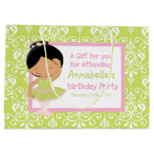 かわいいアフリカ系アメリカ人バレリーナ ラージペーパーバッグ (裏面)