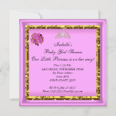 かわいいアフリカ系アメリカ人ベビーシャワーピンク金ゴールド 招待状 (裏面)