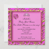 かわいいアフリカ系アメリカ人ベビーシャワーピンク金ゴールド 招待状 (裏面)