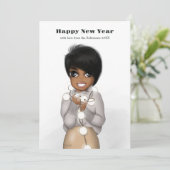 かわいいアフリカ系アメリカ人女性のクリスマスライト シーズンカード (スタンド正面)