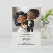 かわいいアフリカ系アメリカ人結婚式の招待状 2.0 招待状 (スタンド正面)