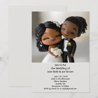 かわいいアフリカ系アメリカ人結婚式の招待状 2.0 招待状