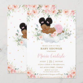 かわいいアフリカ赤面フローラガールベビーシャワー 招待状