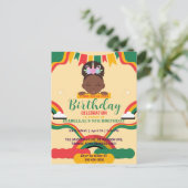 かわいいアフロのユニコーンの黒人アメリカ人の女の子の誕生日 ポストカード (スタンド正面)