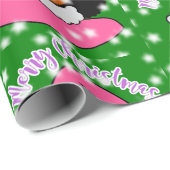 かわいいアフロの女の子のクリスマス ラッピングペーパー (ロールコーナー)