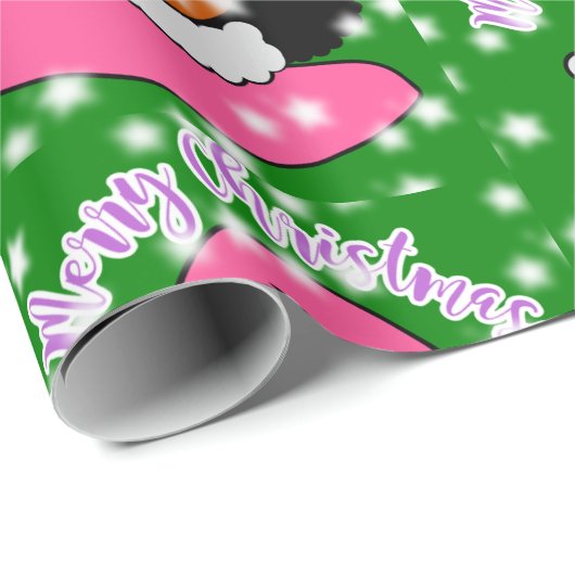 かわいいアフロの女の子のクリスマス ラッピングペーパー (ロールコーナー)