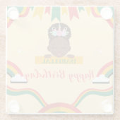 かわいいアフロユニコーンアフリカ系アメリカ人の女の子誕生日 ガラスコースター (裏面)