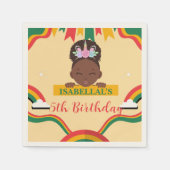 かわいいアフロユニコーンアフリカ系アメリカ人の女の子誕生日 スタンダードカクテルナプキン (正面)