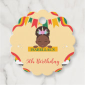 かわいいアフロユニコーンアフリカ系アメリカ人の女の子誕生日 フェイバータグ (正面)