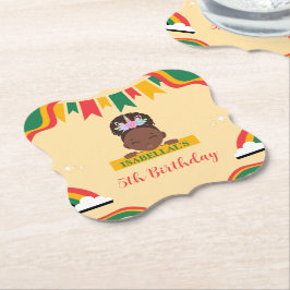 かわいいアフロユニコーンアフリカ系アメリカ人の女の子誕生日 ペーパーコースター