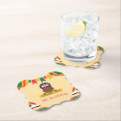 かわいいアフロユニコーンアフリカ系アメリカ人の女の子誕生日 ペーパーコースター (インサイチュ)