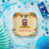 かわいいアフロユニコーンアフリカ系アメリカ人の女の子誕生日 ペーパープレート (パーティー)