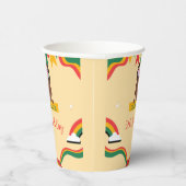 かわいいアフロユニコーンアフリカ系アメリカ人の女の子誕生日 紙コップ (右)