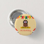 かわいいアフロユニコーンアフリカ系アメリカ人の女の子誕生日 缶バッジ (正面&裏面)