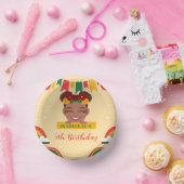 かわいいアフロレインボーアフリカ系アメリカ人ガールズ誕生日 ペーパーボウル (パーティー)