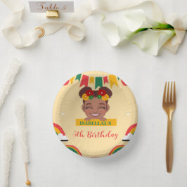 かわいいアフロレインボーアフリカ系アメリカ人ガールズ誕生日 ペーパーボウル