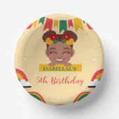 かわいいアフロレインボーアフリカ系アメリカ人ガールズ誕生日 ペーパーボウル (正面)