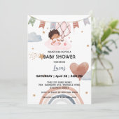 かわいいアフロレインボースターバルーンベビーシャワーパーティー 招待状 (スタンド正面)