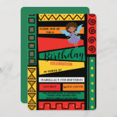 かわいいアフローエンジェルアフリカンアメリカン女子誕生日 招待状 (正面/裏面)