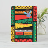 かわいいアフローエンジェルアフリカンアメリカン女子誕生日 招待状 (スタンド正面)