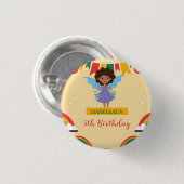 かわいいアフローエンジェルアフリカンアメリカン女子誕生日 缶バッジ (正面&裏面)